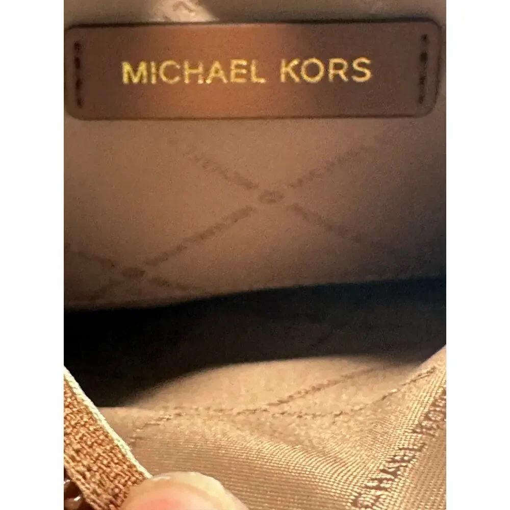 Michael Kors Carson Medium Convertible Bucket Bag Brown Signature Shoulder NWT